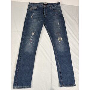 Diesel Industry Distressed Jeans Paint Splatter Men’s 34x29 Button Fly Slim Fit